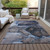 8' X 10' Navy Blue Abstract Washable Indoor Outdoor Area Rug