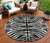 8' Black And Ivory Round Animal Print Washable Indoor Outdoor Area Rug