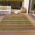 8' X 10' Coral Gold And Green Striped Washable Indoor Outdoor Area Rug