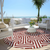 8' Merlot And Ivory Round Geometric Washable Indoor Outdoor Area Rug