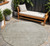 8' Linen And Gray Round Floral Washable Indoor Outdoor Area Rug