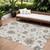 9' X 12' Ivory Gray And Taupe Floral Washable Indoor Outdoor Area Rug