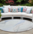 8' Round Ivory Blue and Gray Round Abstract Washable Non Skid Indoor Outdoor Area Rug