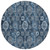 8' Navy Blue And Denim Blue Round Damask Washable Indoor Outdoor Area Rug