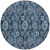 8' Navy Blue And Denim Blue Round Damask Washable Indoor Outdoor Area Rug