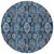 8' Navy Blue And Denim Blue Round Damask Washable Indoor Outdoor Area Rug
