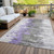 8' X 10' Purple Ivory And Charcoal Abstract Washable Indoor Outdoor Area Rug