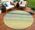 8' Yellow Denim Blue And Sky Blue Round Striped Washable Indoor Outdoor Area Rug