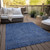 9' X 12' Navy Blue And Blue Southwestern Washable Indoor Outdoor Area Rug