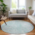 8' Aqua And Ivory Round Geometric Washable Indoor Outdoor Area Rug