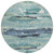 8' Sage Teal Blue And Navy Blue Round Abstract Washable Indoor Outdoor Area Rug