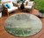 8' Artichoke Green And Ivory Round Abstract Washable Indoor Outdoor Area Rug - Artichoke Green, Ivory