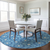8' Denim Blue And Ivory Round Floral Medallion Washable Indoor Outdoor Area Rug