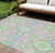 10' X 14' Pink Green And Blue Oriental Washable Indoor Outdoor Area Rug