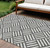 9' X 12' Black And Ivory Geometric Washable Indoor Outdoor Area Rug