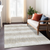 9' X 12' Ivory Beige And Taupe Striped Washable Indoor Outdoor Area Rug