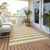 9' X 12' Gold Striped Washable Non Skid Indoor Outdoor Area Rug