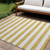 9' X 12' Gold Striped Washable Non Skid Indoor Outdoor Area Rug
