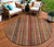 8' Rust Taupe And Gray Round Striped Washable Indoor Outdoor Area Rug