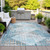 8' X 10' Teal Blue And Beige Geometric Washable Indoor Outdoor Area Rug - Teal Blue, Beige