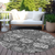 8' Gray And Ash Gray Round Damask Washable Indoor Outdoor Area Rug