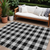 8' X 10' Black Gray And Ivory Plaid Washable Indoor Outdoor Area Rug