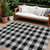 8' X 10' Black Gray And Ivory Plaid Washable Indoor Outdoor Area Rug