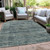 10' X 14' Teal Blue And Ivory Striped Washable Indoor Outdoor Area Rug - Teal Blue, Ivory