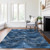 9' X 12' Navy Blue And Sky Blue Abstract Washable Indoor Outdoor Area Rug Transitional Style - Navy Blue, Sky Blue Color