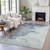 9' X 12' Pale Aqua And Taupe Abstract Washable Indoor Outdoor Area Rug