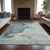9' X 12' Pale Aqua And Taupe Abstract Washable Indoor Outdoor Area Rug