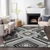 10' X 14' Black Gray And Ivory Tribal Washable Indoor Outdoor Area Rug