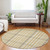 8' Gold Gray And Beige Round Plaid Washable Indoor Outdoor Area Rug