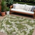 8' X 10' Olive Green And Ivory Abstract Washable Indoor Outdoor Area Rug