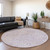 8' Lavender And Ivory Round Abstract Washable Indoor Outdoor Area Rug