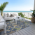 10' X 14' Navy Blue Green And Brown Floral Washable Indoor Outdoor Area Rug
