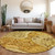 8' Terra Cotta Brown And Gold Round Floral Medallion Washable Indoor Outdoor Area Rug