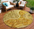 8' Terra Cotta Brown And Gold Round Floral Medallion Washable Indoor Outdoor Area Rug