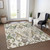 9' X 12' Ivory Green And Brown Floral Washable Indoor Outdoor Area Rug - Ivory, Green, Brown