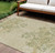 9' X 12' Khaki Ivory And Green Floral Washable Indoor Outdoor Area Rug