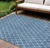 10' X 14' Denim Blue And Ivory Geometric Washable Indoor Outdoor Area Rug - Denim Blue, Ivory