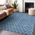 10' X 14' Denim Blue And Ivory Geometric Washable Indoor Outdoor Area Rug - 608219038229