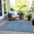 10' X 14' Denim Blue And Ivory Geometric Washable Indoor Outdoor Area Rug - Denim Blue, Ivory