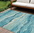 10' X 14' Turquoise Striped Washable Indoor Outdoor Area Rug - Turquoise