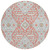 8' Salmon Gray And Taupe Round Floral Washable Indoor Outdoor Area Rug