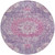 8' Purple Round Floral Medallion Washable Indoor Outdoor Area Rug