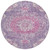 8' Purple Round Floral Medallion Washable Indoor Outdoor Area Rug