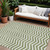 9' X 12' Green And Ivory Chevron Washable Indoor Outdoor Area Rug