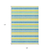 9' X 12' Blue Yellow and Green Striped Washable Non Skid Indoor Outdoor Area Rug
