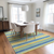 9' X 12' Blue Yellow and Green Striped Washable Non Skid Indoor Outdoor Area Rug